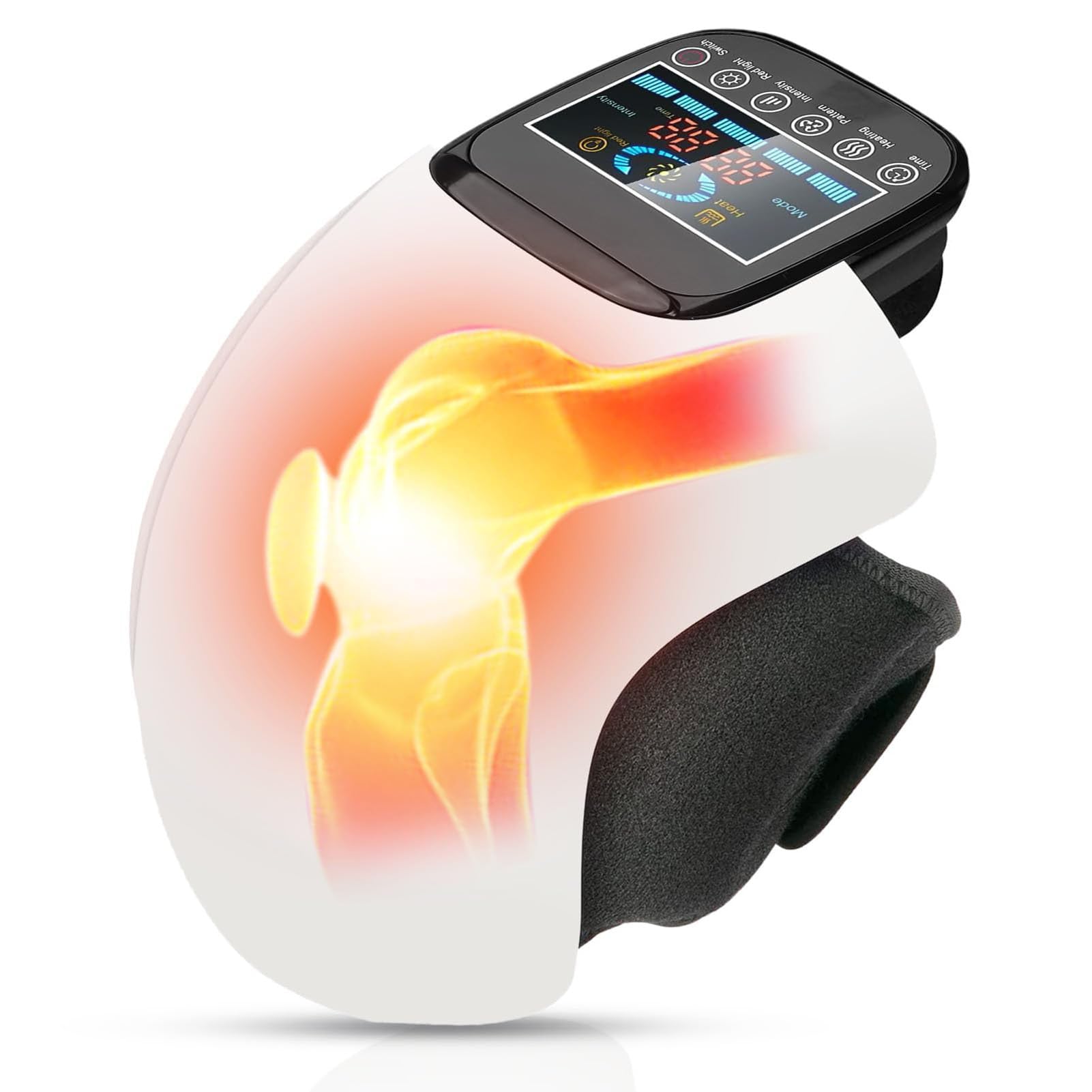 Masajeador de Rodilla Inalámbrico, Masaje Electrónico Recargable Portátil, Pantalla de Botón Táctil LED, para Lesiones de Dolor en Las Articulaciones de la