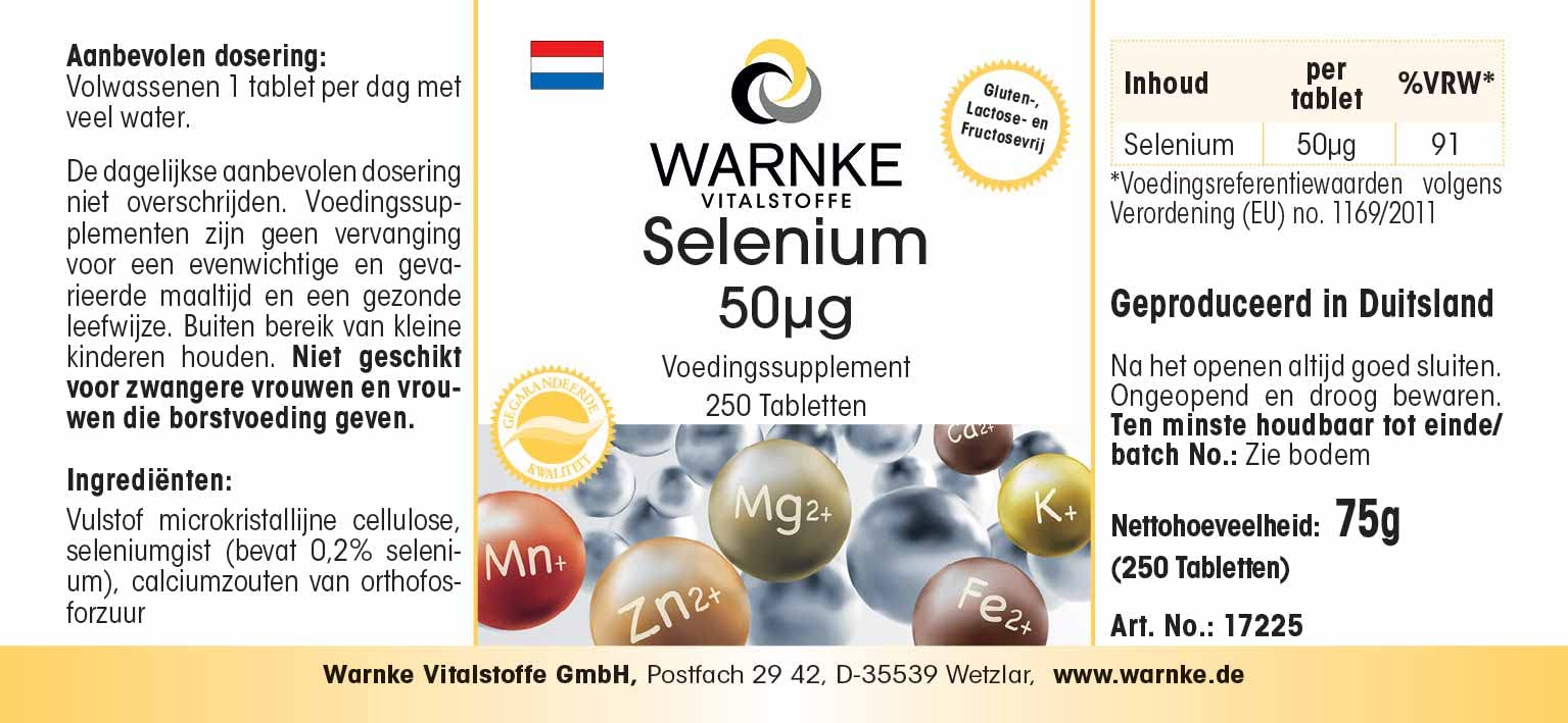 Selenio 50 mcg - 250 compresse - Antiossidante | Warnke Vitalstoffe - Qualità da farmacia tedesca