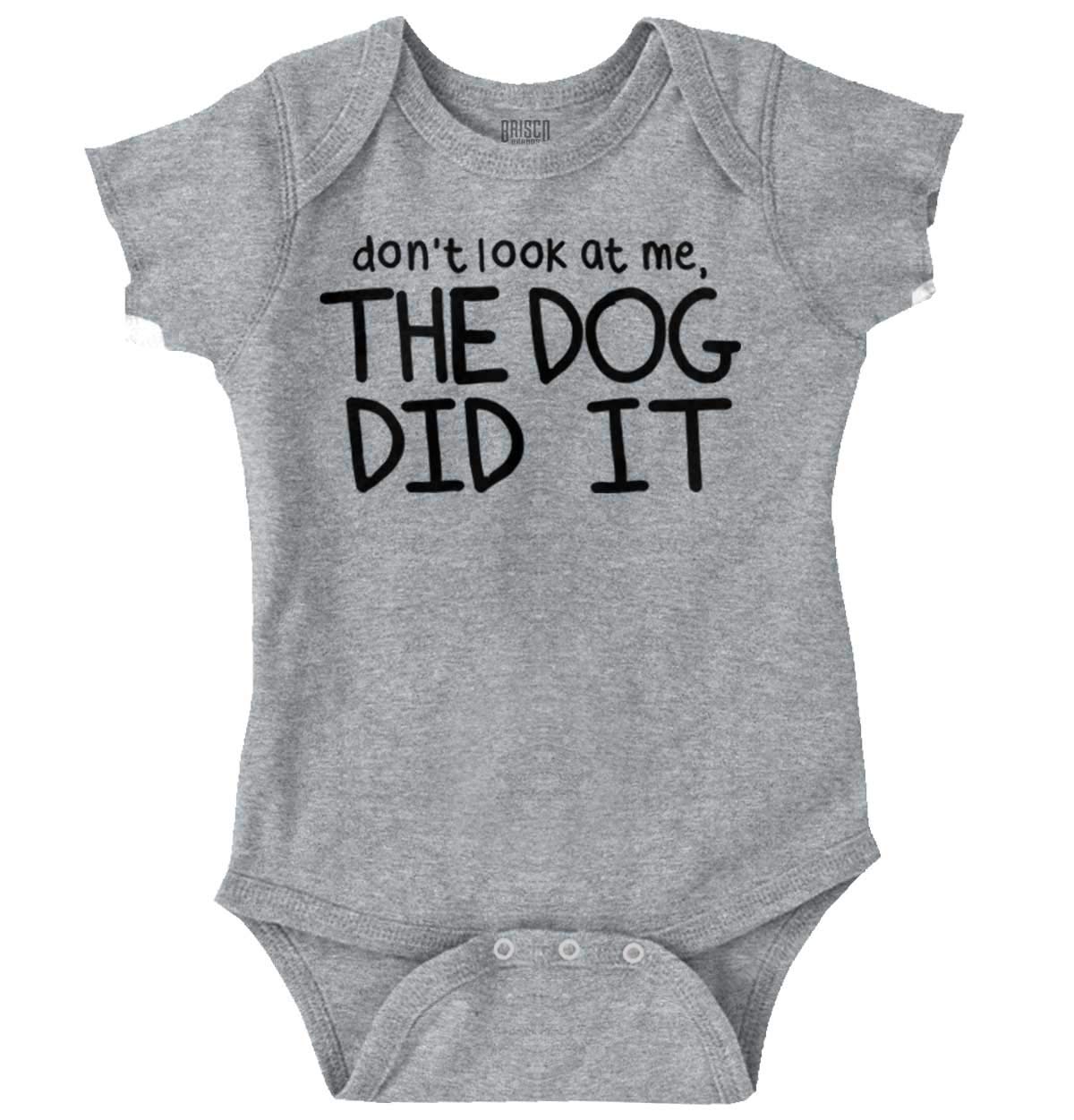Brisco BrandsDont Look at Me the Dog Did it Baby Romper Boys or Girls