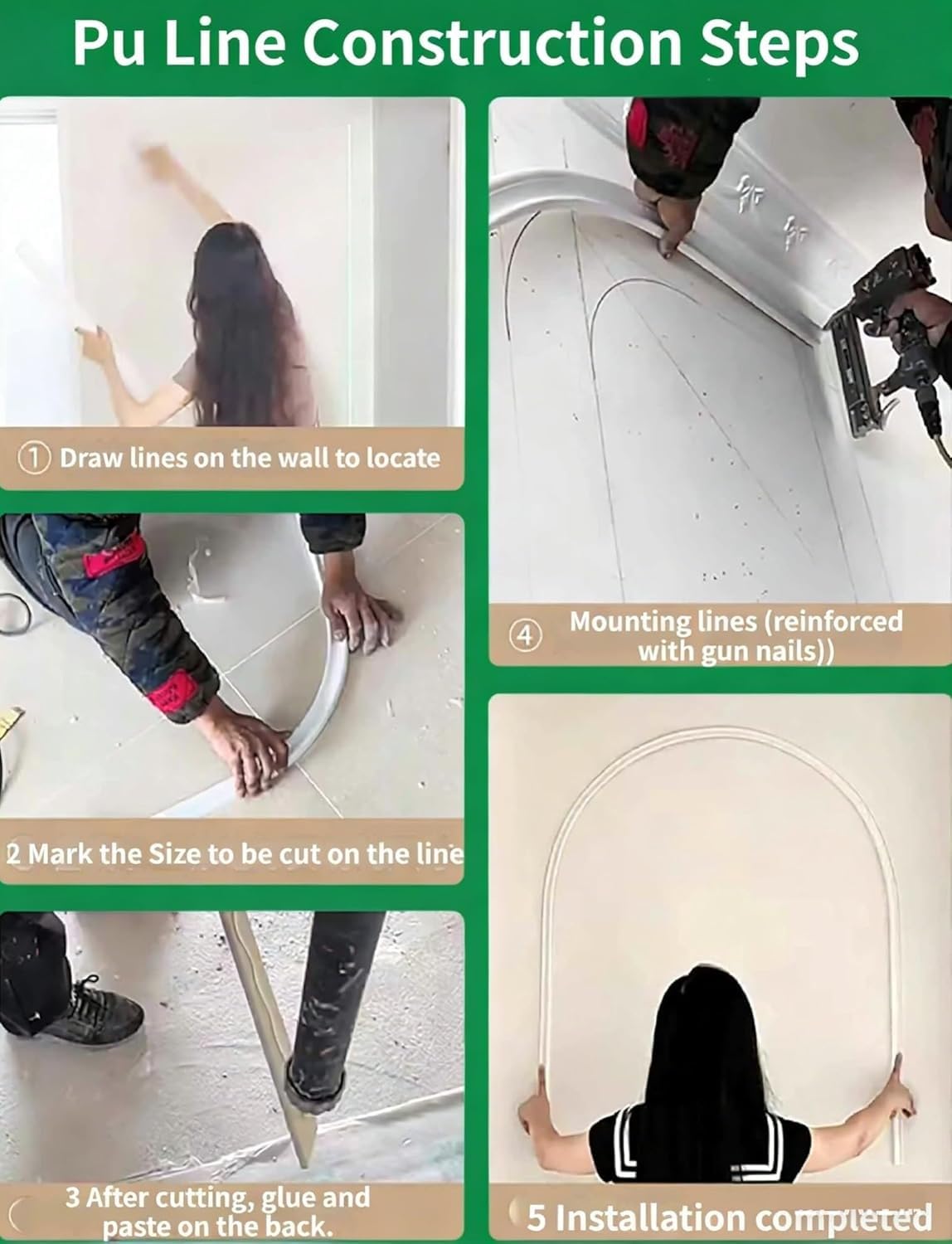 Kit de Arco de Pared Flexible para Moldura de Puerta 3/4/2,3cm | Adorno Decorativo de PVC Pintable Cortable para Protección de Paredes Interiores(W 4cm(1 1/2"),L7m/23ft)