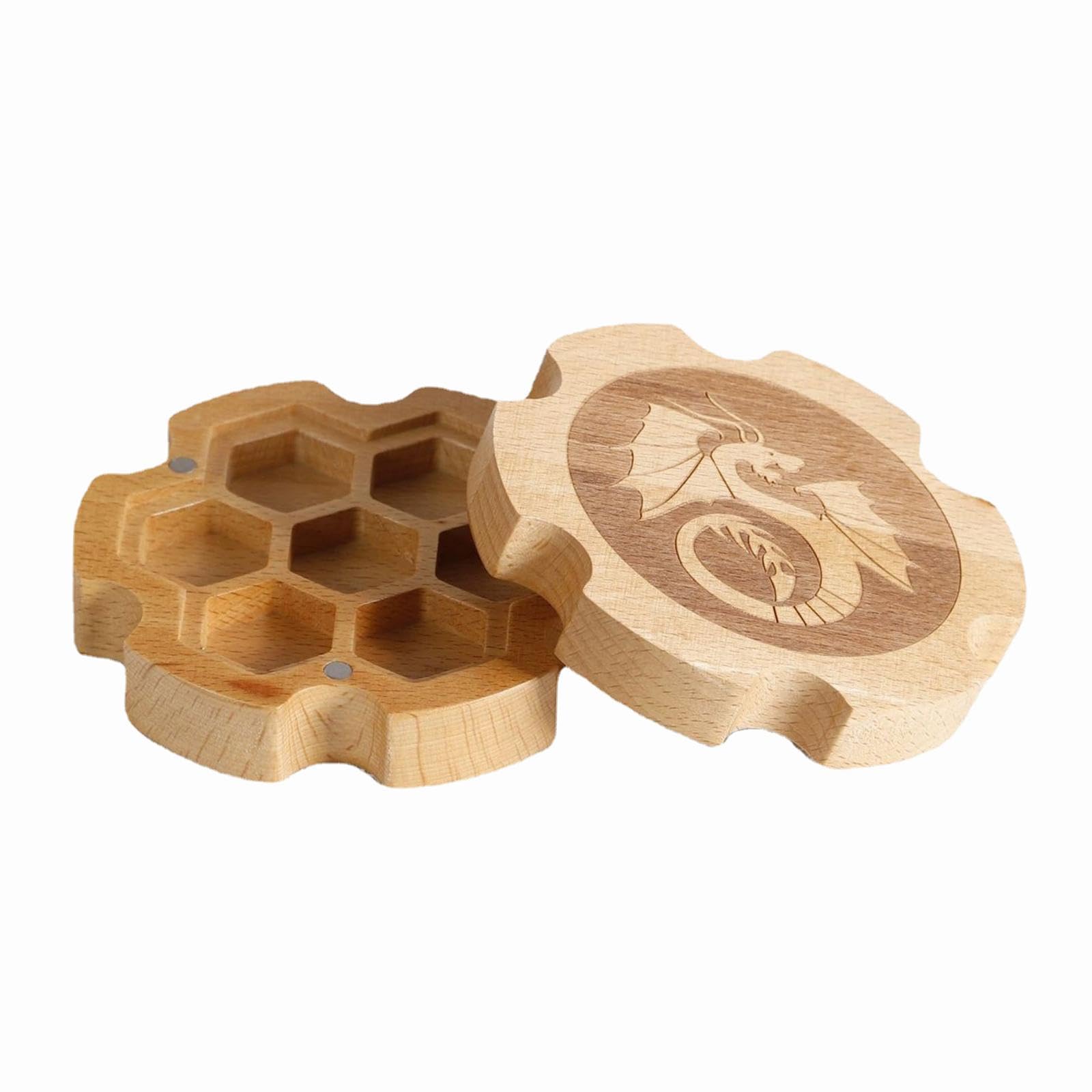 Würfelbox aus Holz, 3er-Set, 7 Stück, für Kinder und Erwachsene, Geschenk-Würfelbox mit Deckel, Buchenfarbe