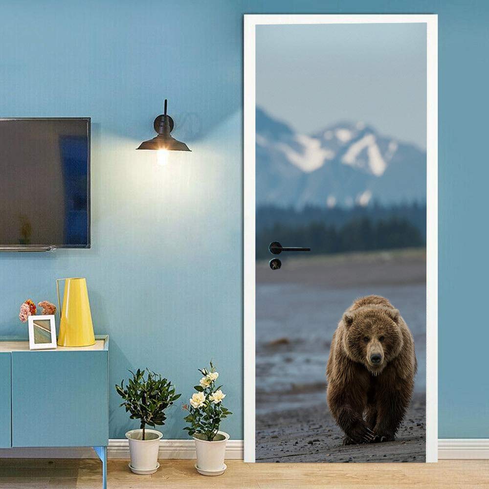Sticker porte ours 3D imperméable et amovible 88x200cm