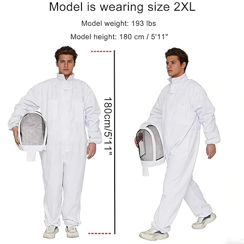 Miniatura 5 de LONGADS Traje de abeja profesional para hombres y mujeres, traje de apicultor con guante y capucha ventilada, traje de abeja de varios tamaños