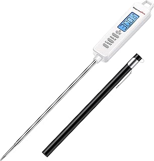 ThermoPro 料理温度計 デジタル 調理用温度計 クッキング温度計 LCDバックライト付き キャップ付き 焼き肉 バーベキュー パン作り 甘酒作り 油 天ぷら 揚げ物 コーヒー ミルク チョコレート お茶などの温度管理 TP01G ホワイト