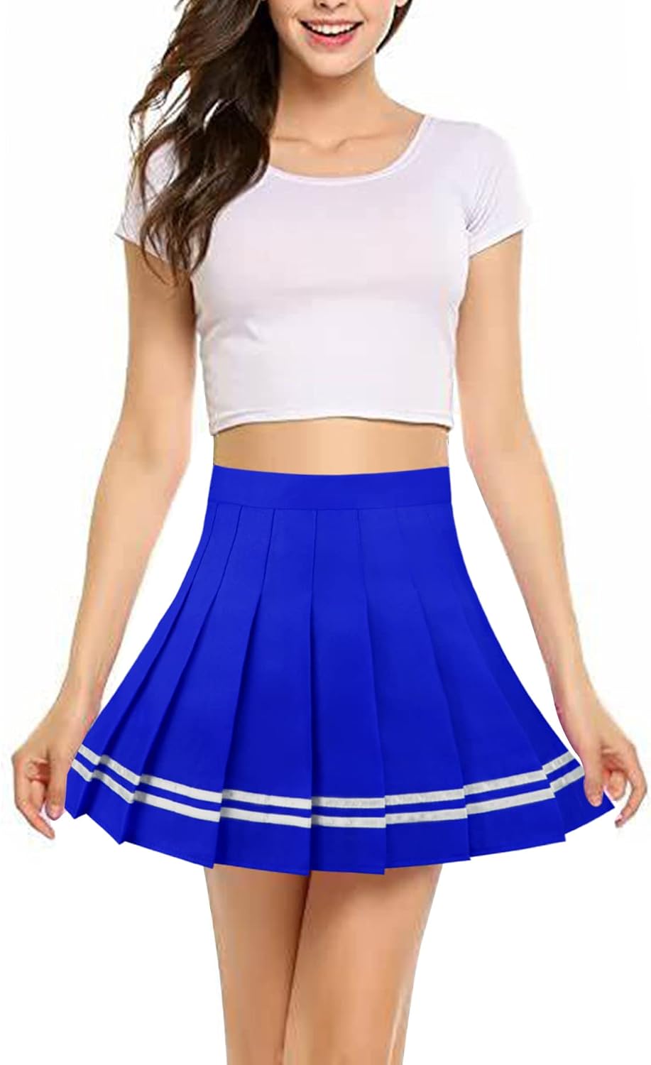 Women Girls High Waist Pleated Mini Skirt with Lining Shorts