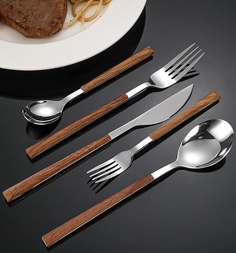 Miniatura 4 de Juego de cubiertos de 20 piezas con cuchillos para carne, juego de cubiertos de acero inoxidable para 4 cubiertos, juego de utensilios para cocina,