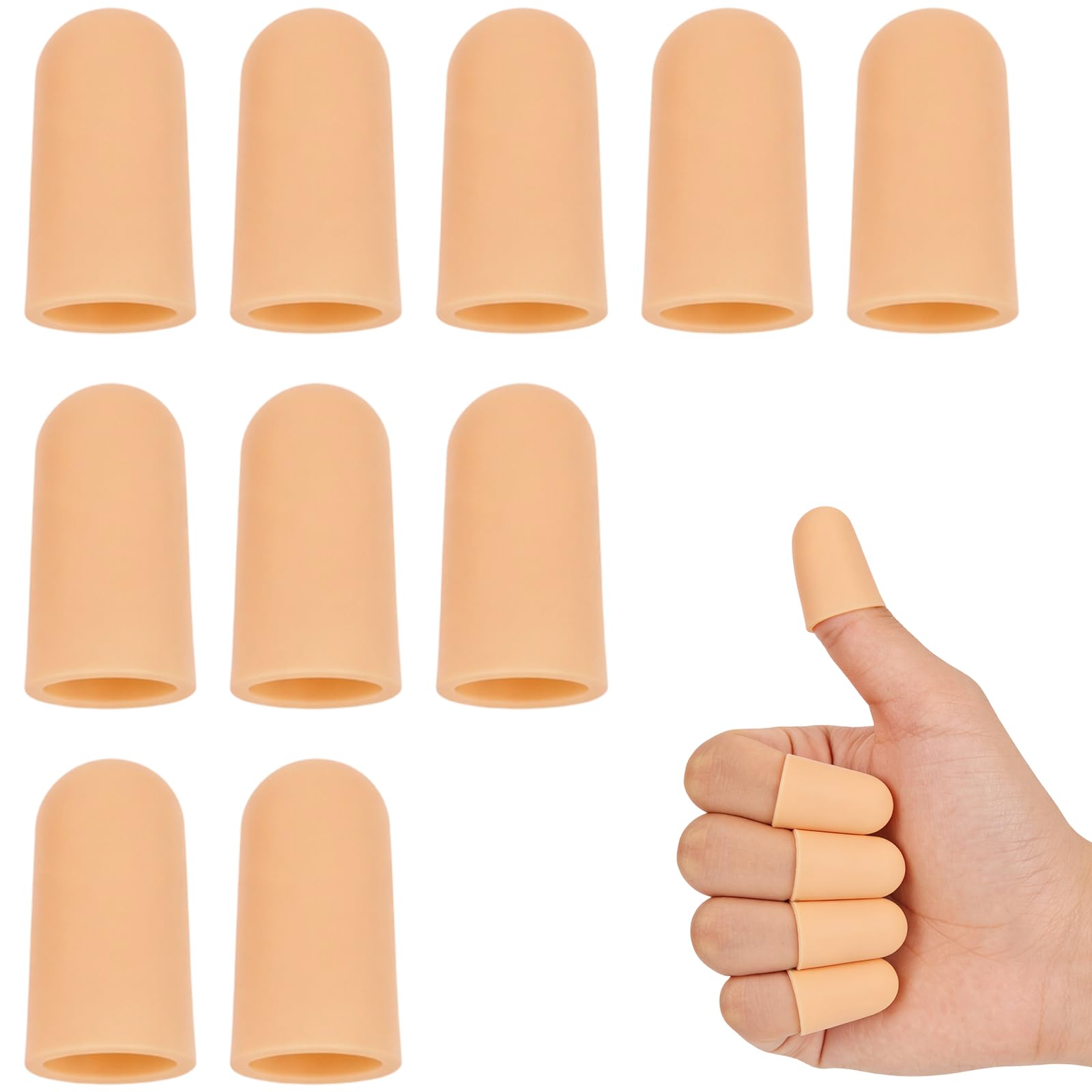 10 pcs Protège-doigt, Doigtiers en silicone pour doigt, protection du pouce - Conception étanche - Pour doigts fissurés, eczéma des mains, arthrite des doigts - Kaki