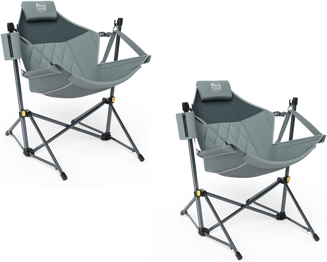 TIMBER RIDGE Hammock Camping Chair with Adjustable Backrest, Heavy Duty Folding Hammock Chair Supports 300lbs, Portable Hammock Chair for Camping, Travelling and Patio, Grey 2 Pack