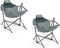 Vista 10 de TIMBER RIDGE Silla de camping hamaca con respaldo ajustable, hamaca plegable resistente que soporta 300 libras, silla hamaca portátil para camping