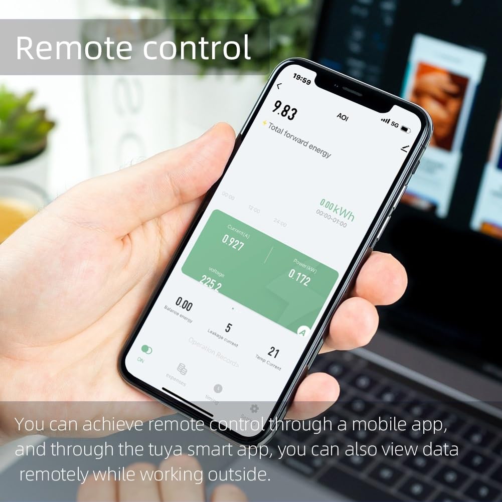 Jadeshay Contatore Energia Elettrica 63A 220V Misuratore Consumo Elettrico WiFi Tuya Digitale Misuratore di Consumo Elettrico Magnetotermico Differenziale wifi con Protezione da Sovraccarico