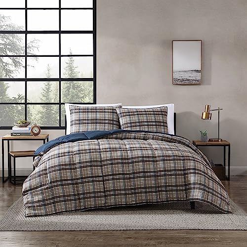 Eddie Bauer Queen Duvet Cover Set, Reversible Microsuede Bedding Set with Matching