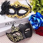 SIQUK Couple Masquerade Masks Set Venetian Party Mask Plastic Halloween Costume Mask Mardi Gras Mask for Women and Men - Image 4