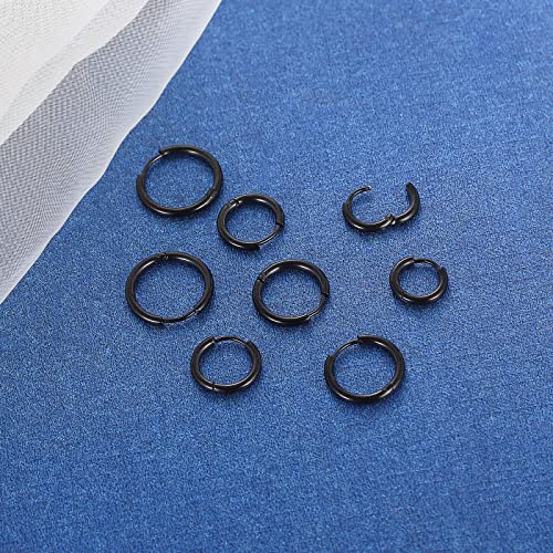 Image of 316L Surgical Stainless Steel Small Hoop Earrings 8mm 10mm 12mm 14mm Hypoallergenic Huggie Hoop Earrings Helix Lobes Hinged Sleeper Earrings Men Women for Cartilage Piercings