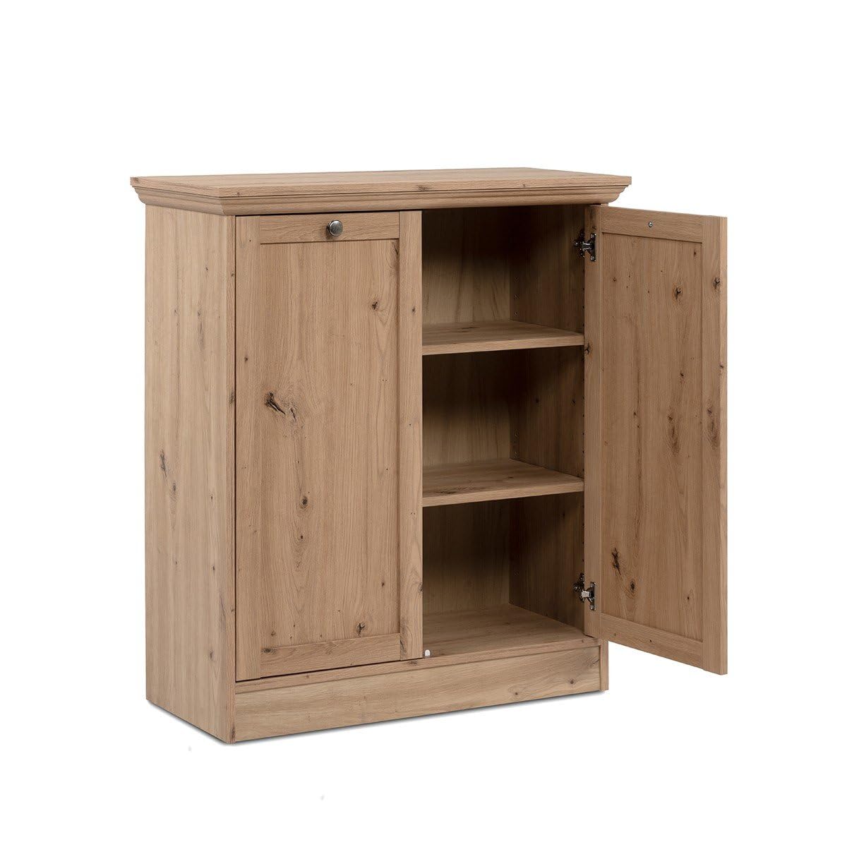 Calicosy Buffet Haut PLOCK – 2 Portes, 2 Tiroirs, 4 Étagères – Décor Chêne Artisan, Dimensions L81 X H139 X P40 Cm