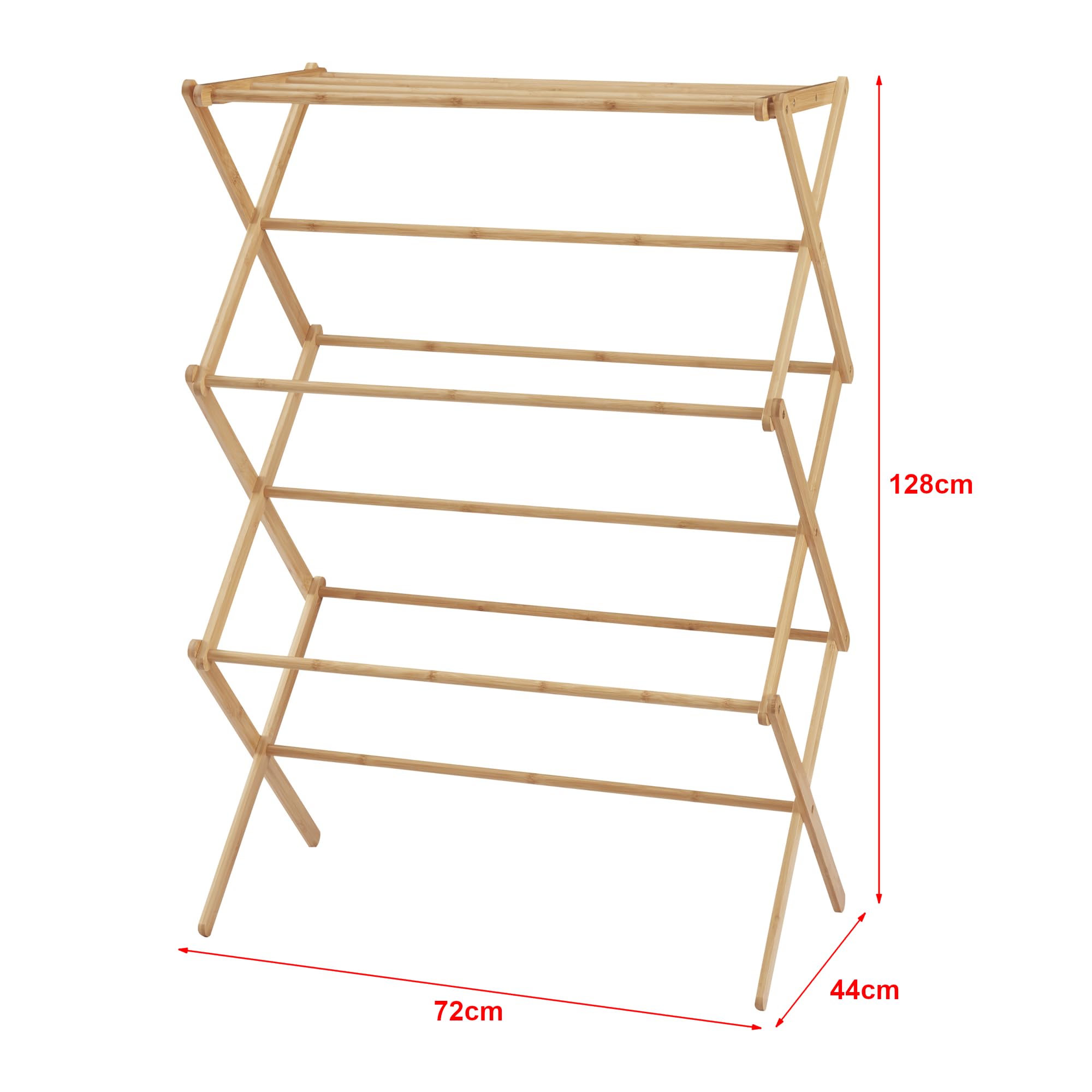 [en.casa] Stendino Verticale Stendibiancheria Pieghevole Design Fisarmonica Stendipanni in Bambù color Naturale