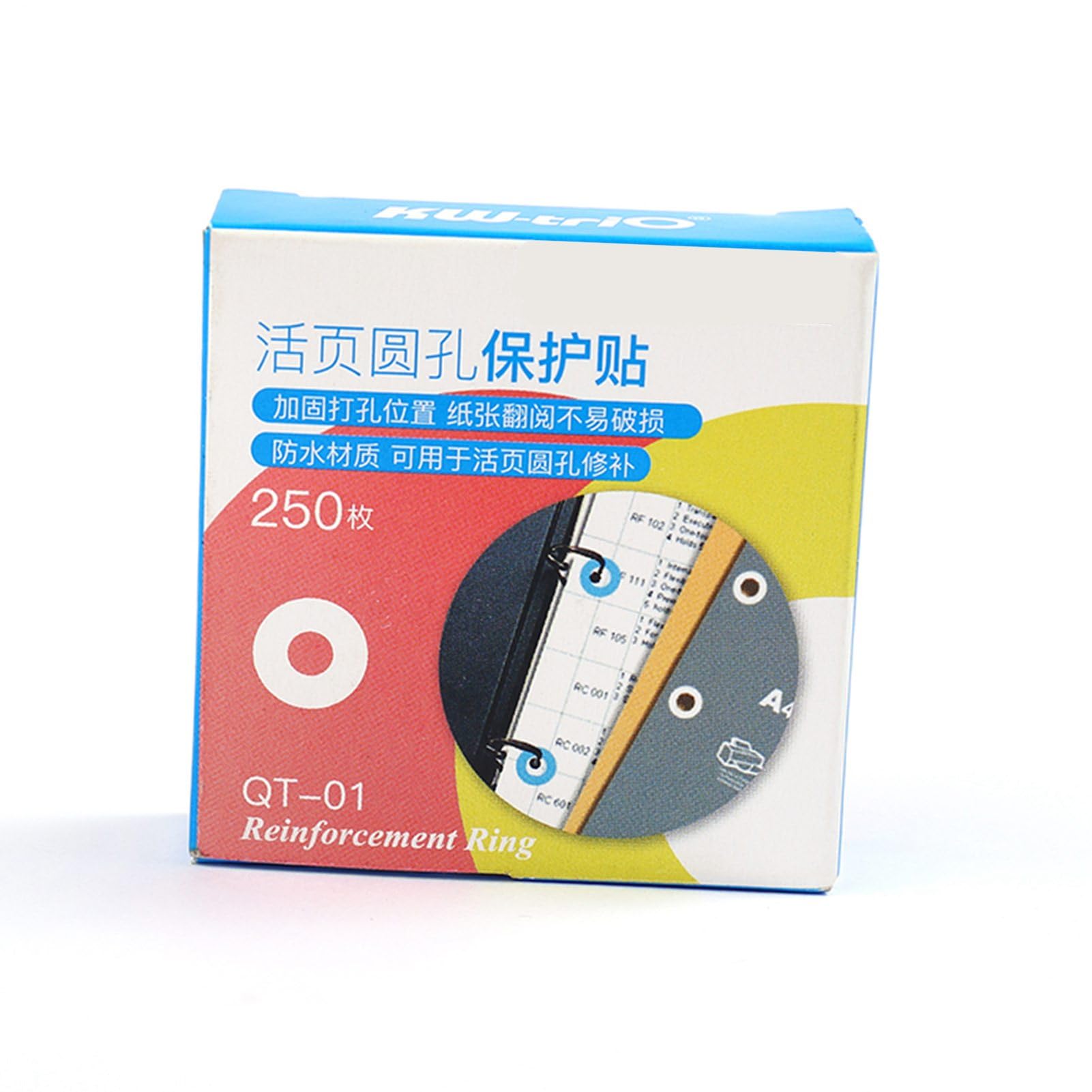 Ejoyous KW Trio Adesivi di Rinforzo per Fori Rinforzi per Fori di Carta in PVC 250 Etichette 6mm Interno 15mm Esterno Autoadesive per Raccoglitori di Carta a Fogli Sfusi Ufficio Scuola Casa