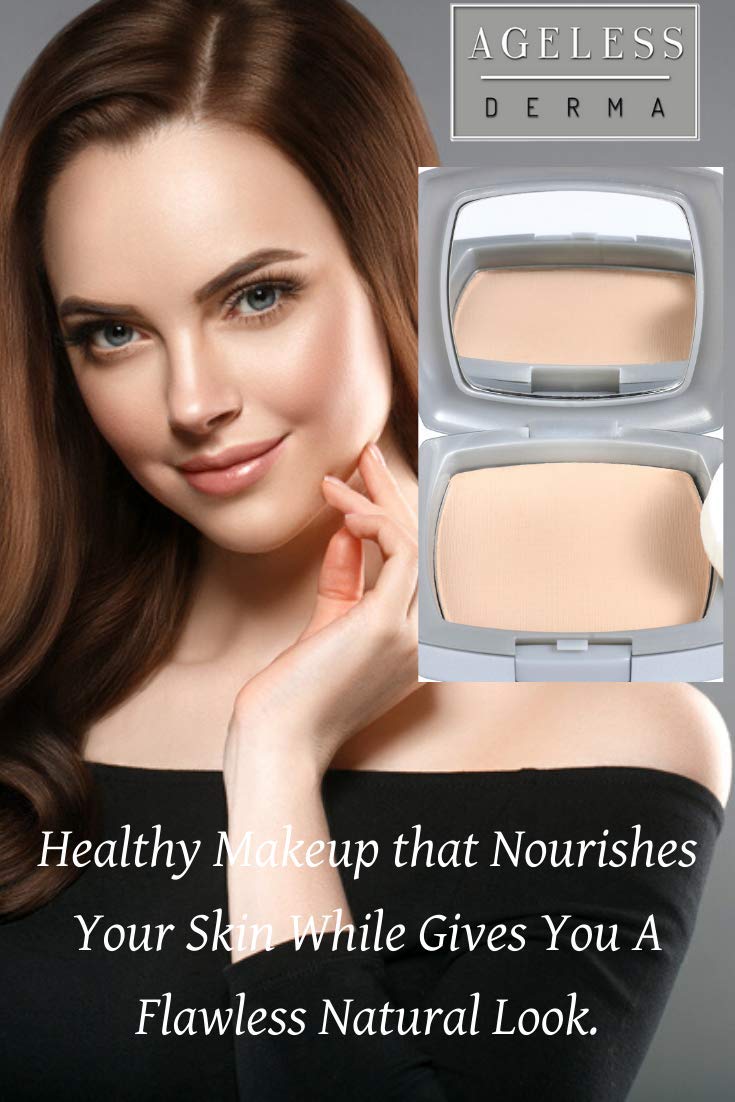Pressed Mineral Makeup Foundation Cocoa with Vitamin A, E and Green Tea. This Mineral Cosmetic Made in USA with No Paraben