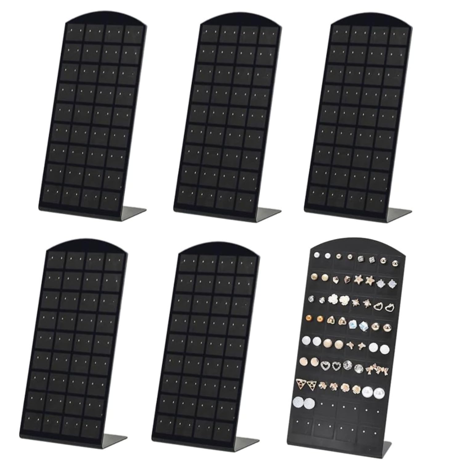 BOBOZHONG Earring Holder,6 Pack 72 Holes Earrings Ear Studs Jewelry Acrylic Show Display Rack Stand Earring Jewellery Organiser and Display Holder Organizer for Earrings, Women and Girls