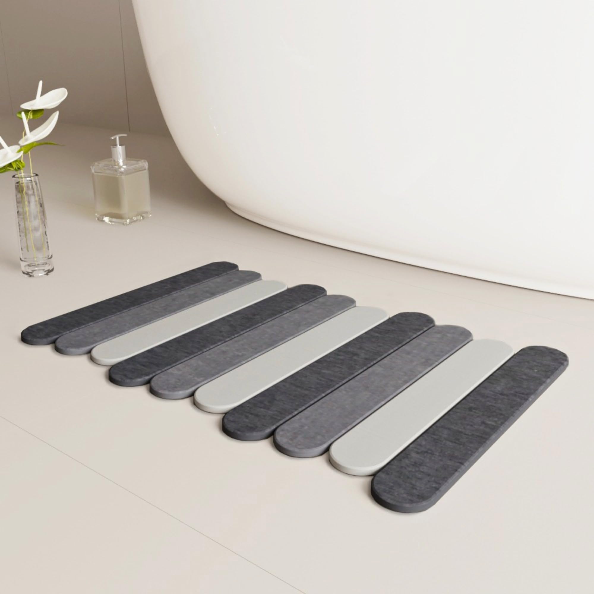 Tapis diatomite de bain pliable et enroulable 60 x 39 cm | Tapis à séchage rapide et super absorbant | Pierre de diatomée antidérapante et antibactérienne pour salle de bain, cuisine et