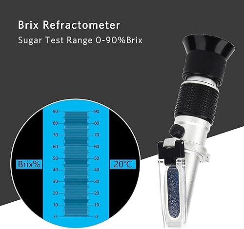 Miniatura 3 de Agatige Refractómetro, 0-90% Brix Medidor refractómetro de mano de azúcar Medidor de medición Brix de alta precisión con ATC, máquina probadora