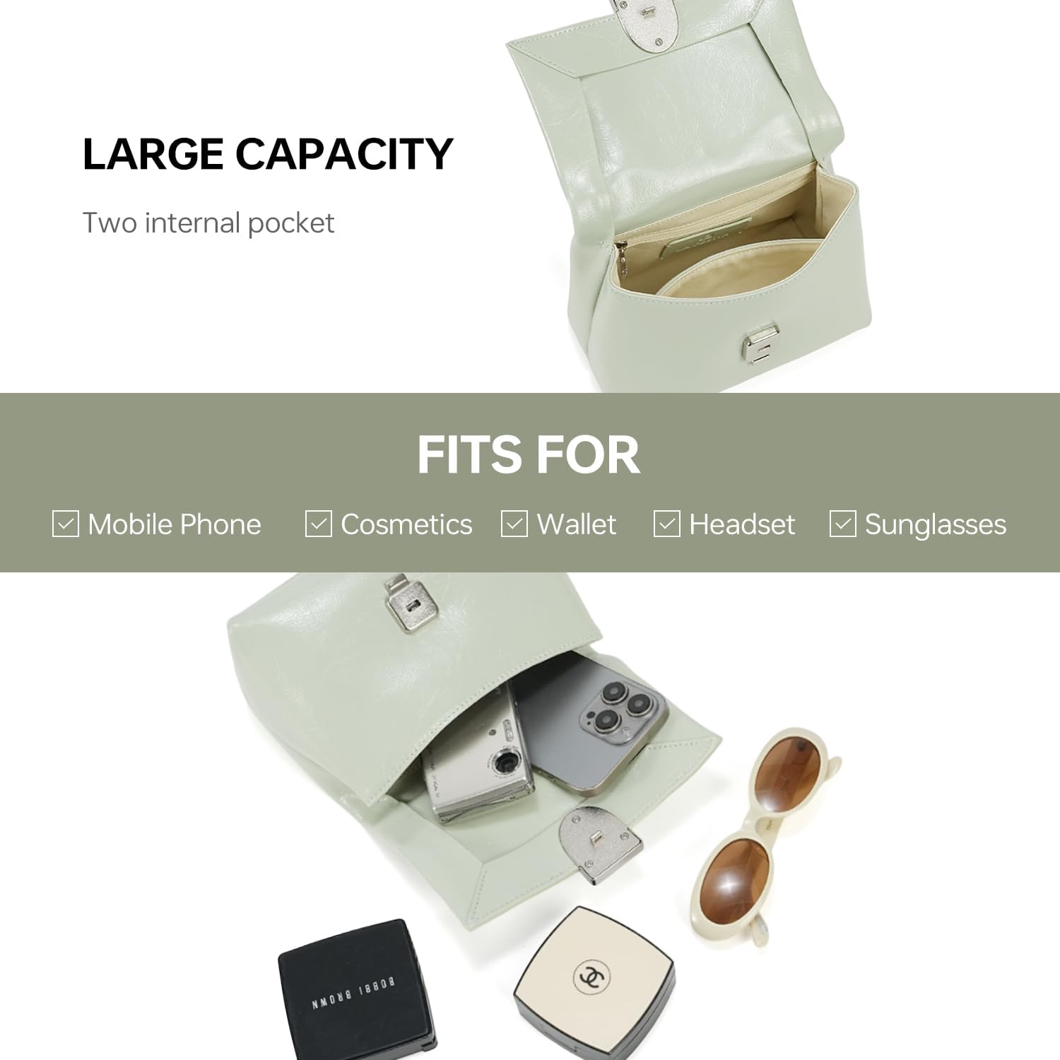 LA FESTIN Genuine Leather Handbag for Women, Mini Crossbody Purse & Top Handle Bag - Image 6