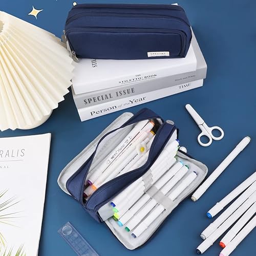 Vista 34 de iSuperb Estuche grande para lápices con 3 compartimentos, bolsa de lápices de gran capacidad para niños, adolescentes, niñas, niños, estudiantes