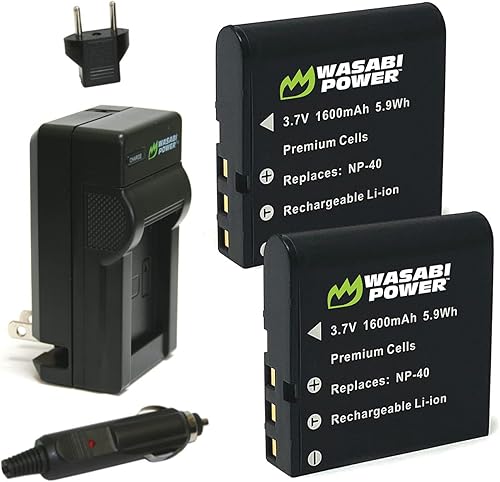 Wasabi Power Battery 2 unidades y cargador para Kodak LB-060 y Kodak AZ361 AZ362 AZ421 AZ422 AZ521 AZ522 AZ525 AZ526 AZ527 AZ528