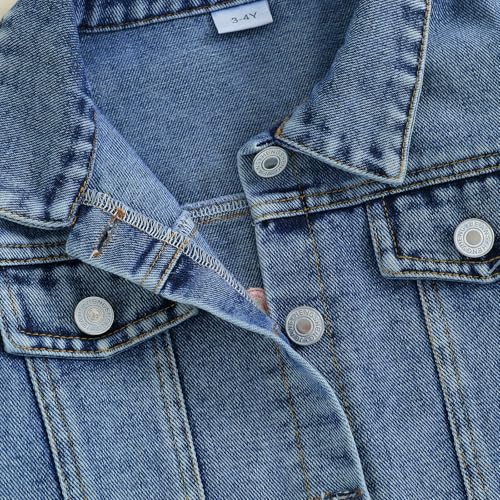 Karwuiio Toddler Baby Girls Denim Jacket Letter Embroidered Button Down Jean Jackets Coat Cowgirl Western Clothes4