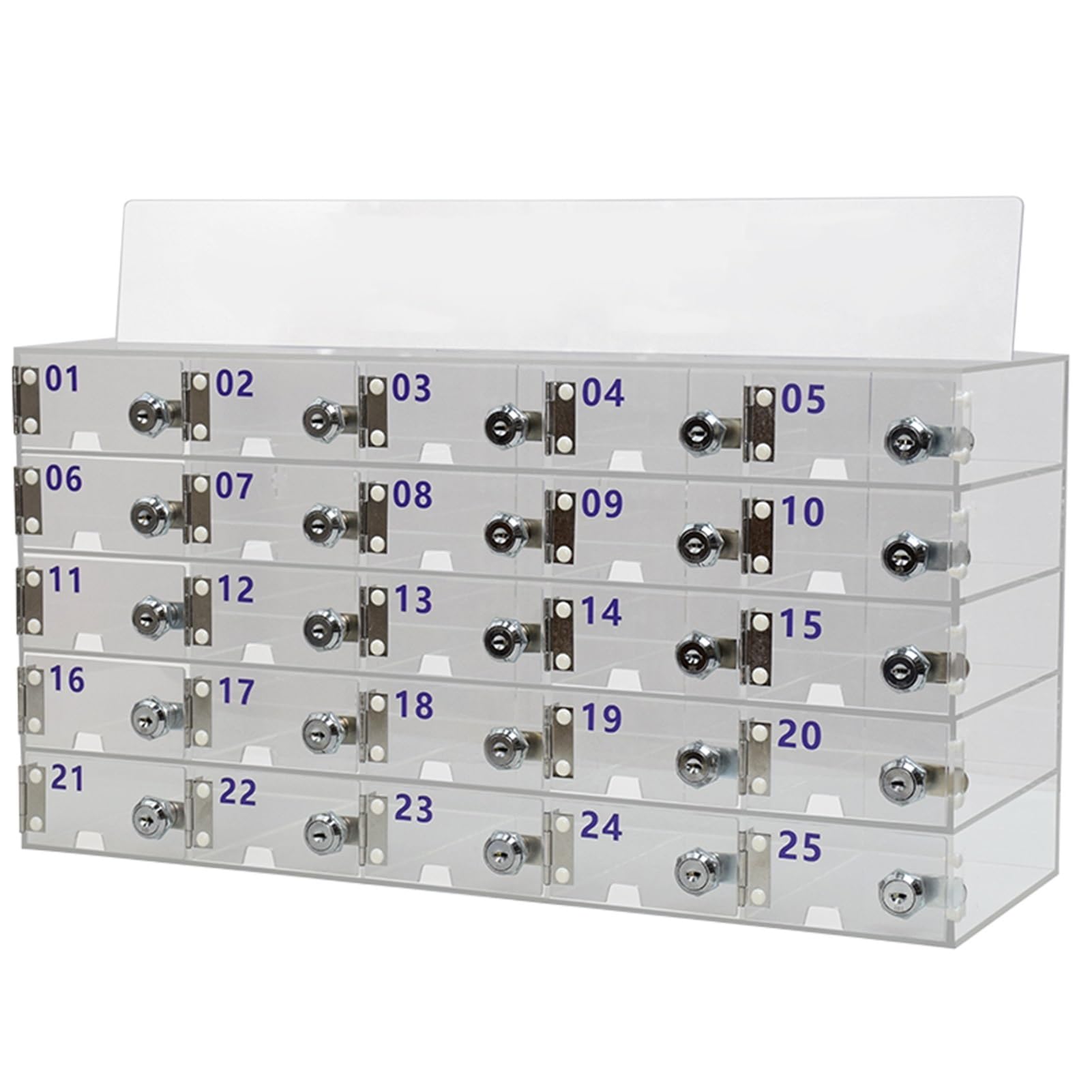 Caja de Almacenamiento Segura de acrílico Transparente para teléfono Celular, Soporte para 15/20/25 bits, casillero con Orificio roscado de Carga Reservado para la Escuela (25 bits)