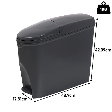 Sanitary Bin 20L & 200 Bin Liners - Slimline Washrooms Toilets Hygienic Disposal Pedal Container Bins for Female Ladies and Baby Hygiene Products - 20 litres Grey (4 Pack)