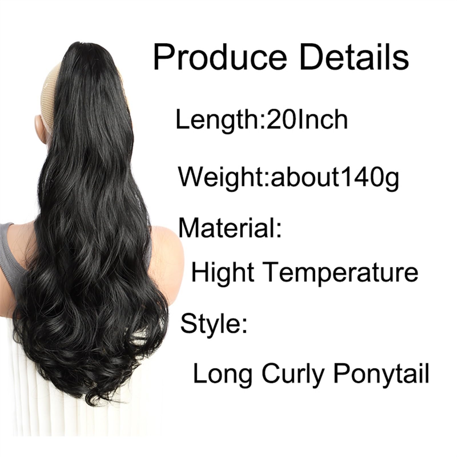 Cola de Caballo Clip de garra de cola de caballo rizado largo sintético en extensión de cabello de cola de caballo for mujeres estilo diario sin esfuerzo de 20 pulgadas Chica Postizos de Pelo(30)