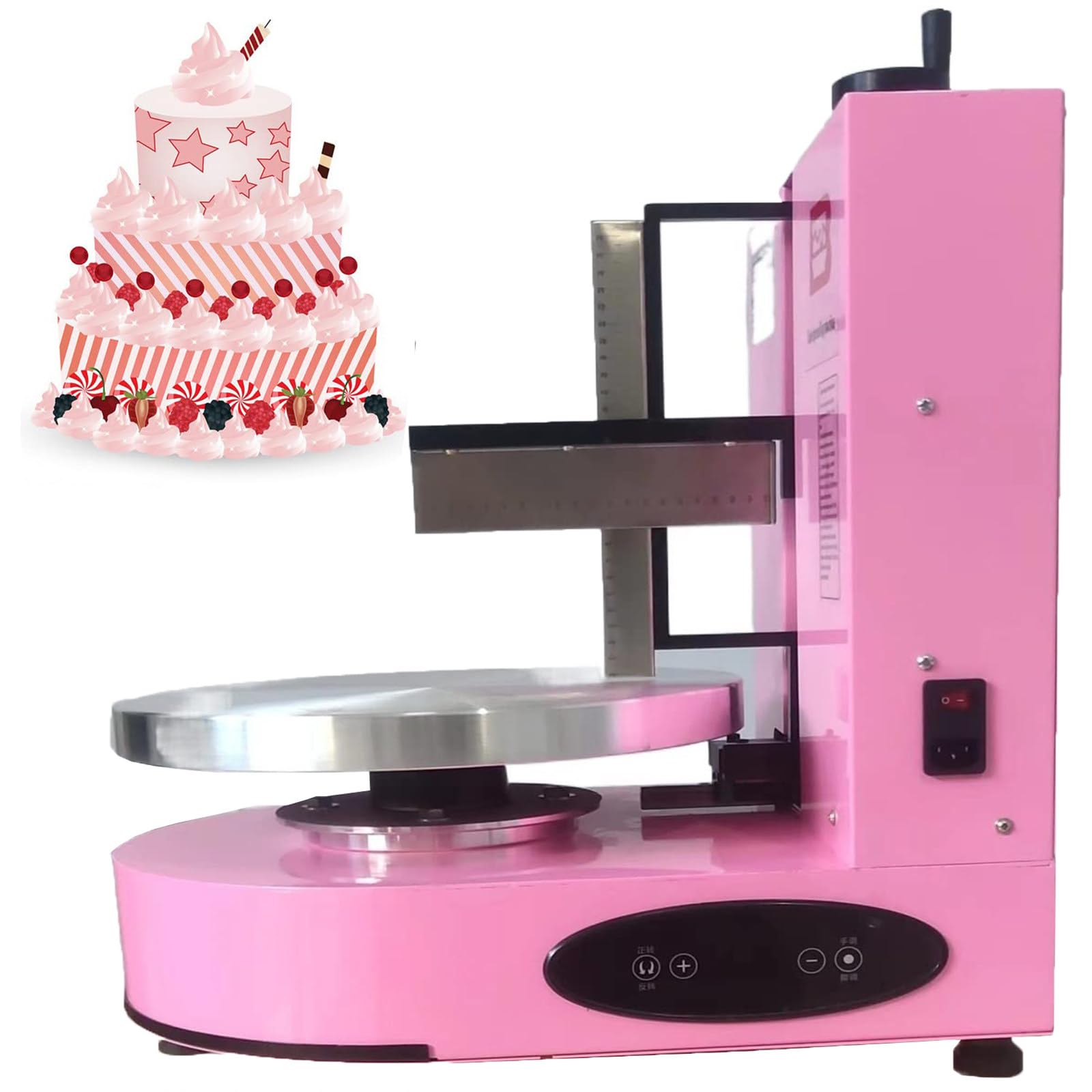 Outils De GâTeau d'anniversaire à Cuisson,Machine à GlaçAge à GâTeau éLectrique,GâTeau RéGlable De 4 à 12 Pouces Polisseurs Plus Lisses,GâTeau Tournant Automatiquement en Rotation,Pink