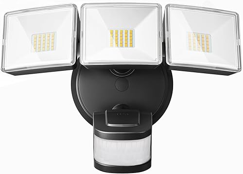 OREiN Luces para exteriores con sensor de movimiento, 4500 LM30 W y 240  de ancho, luces de inundación para exteriores, luces de movimiento del