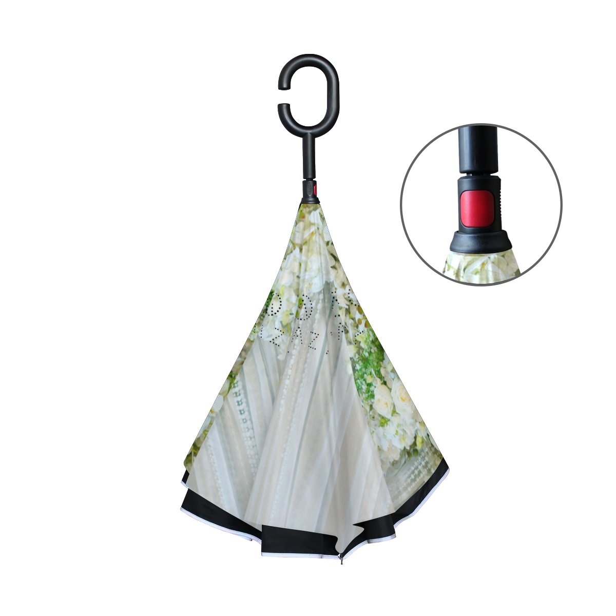 hengpai Bunny Flora Reverse Reverse Inverted Inside out Ombrello Auto Unigue Antivento UV a Doppio Strato per Le Donne, Multicolore8, Taglia Unica