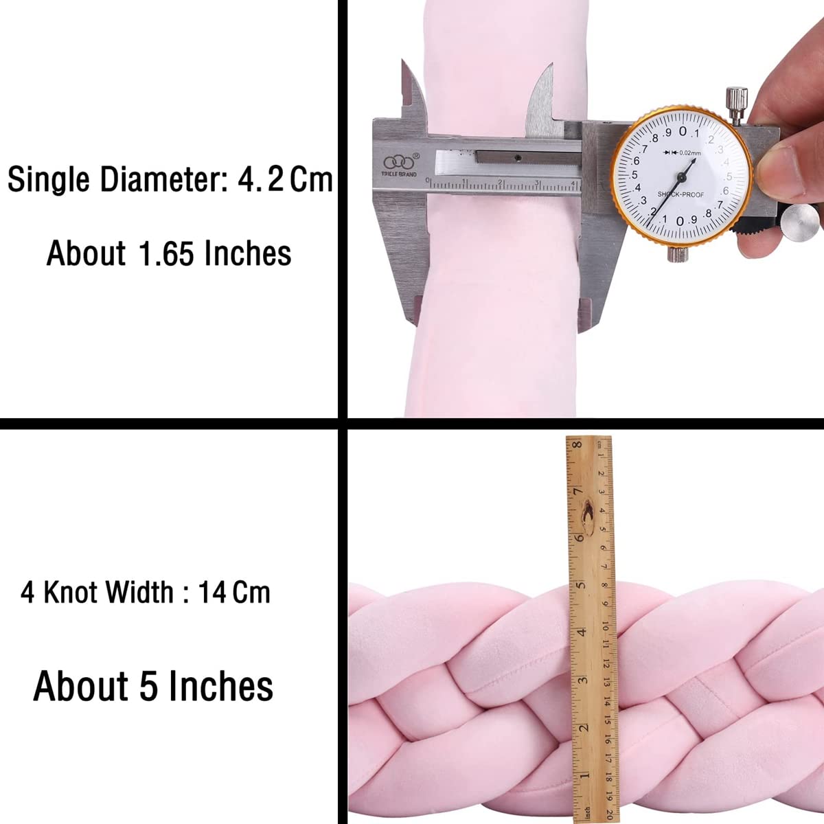 KOGITI 4 Strands Cushion Soft Knot Pillow Handmade Braided Cushion Decor for Home Boys Girls Room Decoration Gift (Darkcyan,118 Inch)