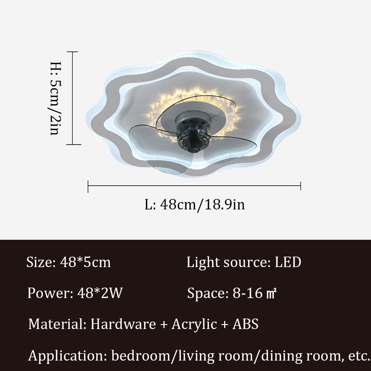 YUEGOO Bedroom Fan with Ceiling Light,3 Colors Dimmable Silent Remote Control Indoor 3 Speed Small Fan Ceiling Lights with Timer Dining Room Lounge Fan with Ceiling Light