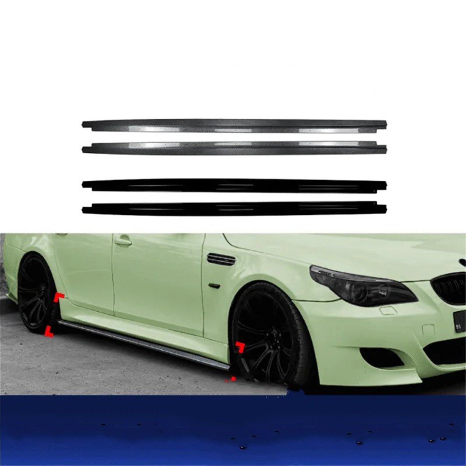 Extension De Jupe Latérale pour BMW Série 5 E60 E61 pour M5 pour Sport 2005-2010 MP Modification du Petit Contour De Bas Caisse(Glossy Black)