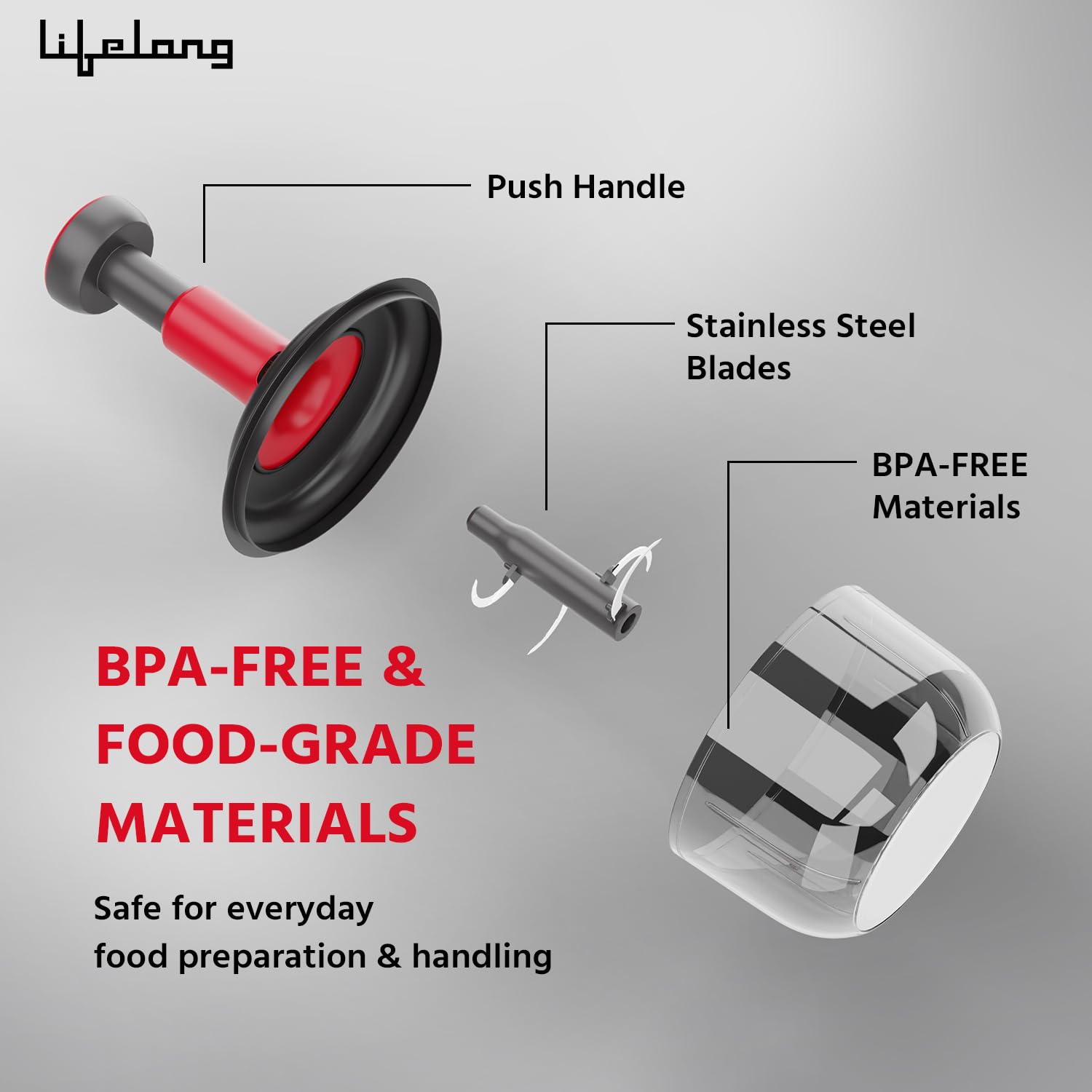 Lifelong Push Chopper 1600ml with Whisker | Versatile Multi-Purpose Vegetable, Onion, and Garlic Chopper, Ideal Manual Kitchen Cutter for Effortless Food Preparation(LLKT001,Red) 7 61iApG06dmL. SL1500