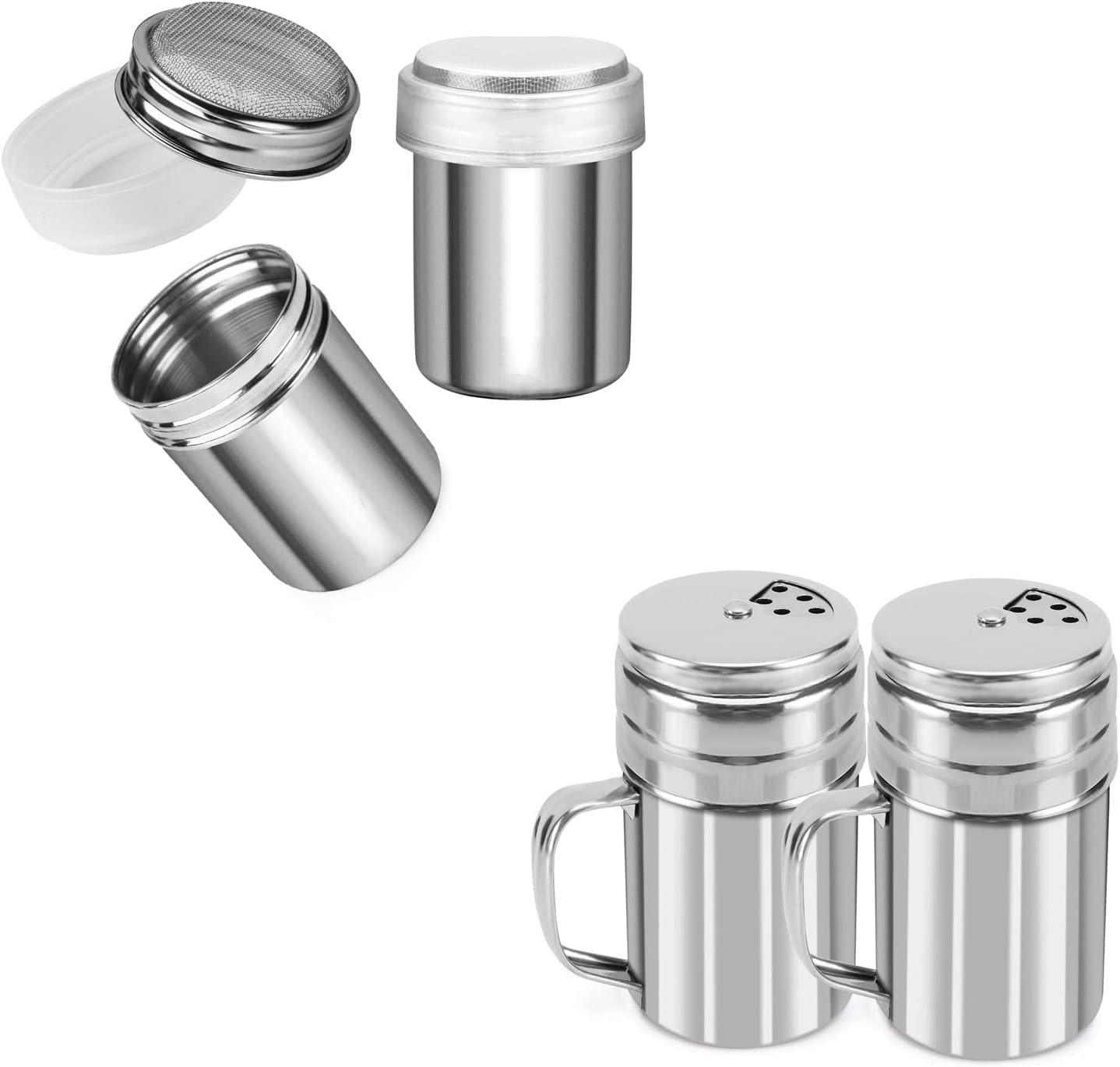 Accmor 2pcs Powder Sugar Shakers+ 2pcs Salt and Pepper