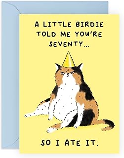Central 23 70th Birthday Cards For Men Women - Seventieth Cat Birthday Card For Mum Dad Nan Grandpa - Funny Humour - Comes With Fun Stickers - Made In The UK