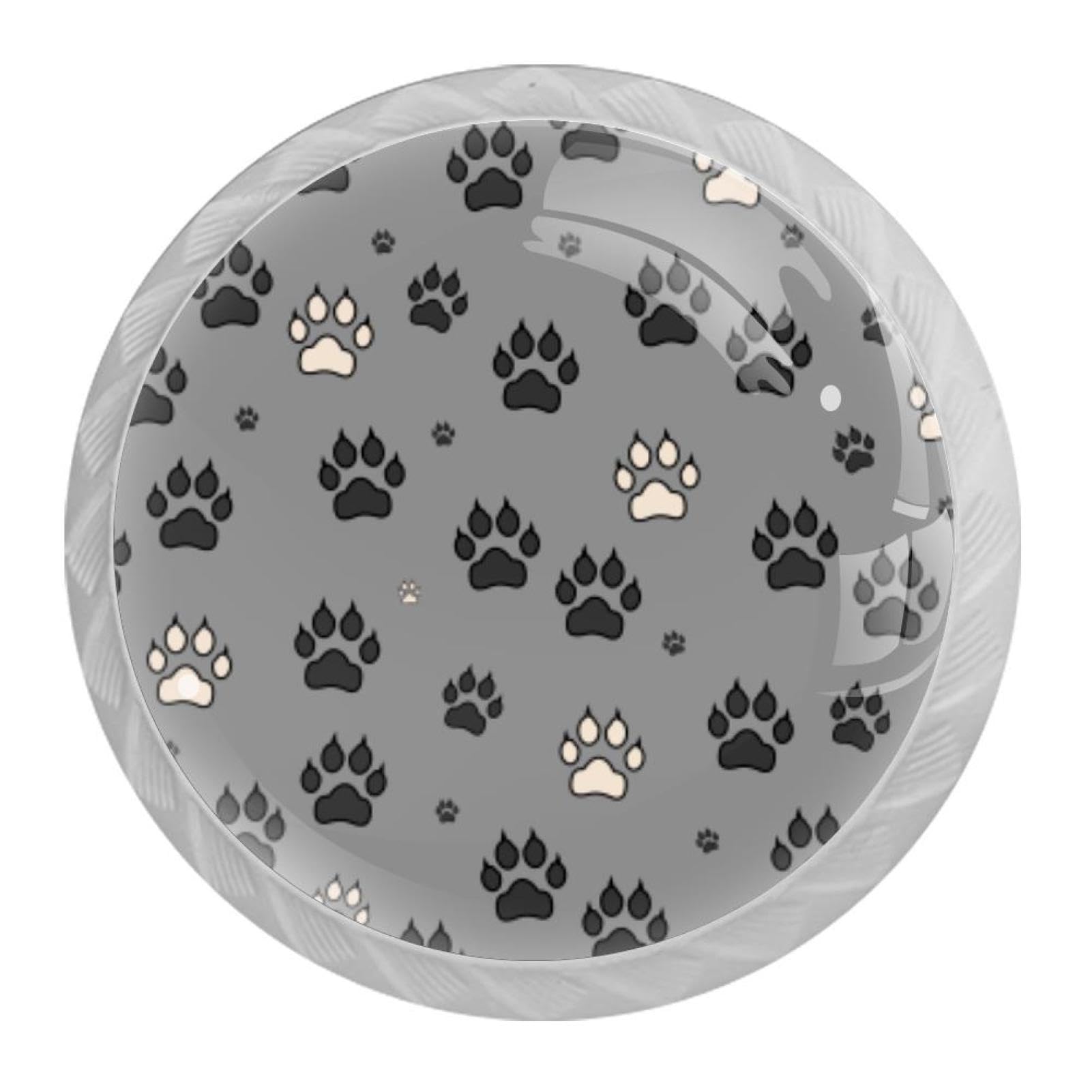 Tqmspg Multi11 4 Pieces Drawer Pulls Paw Prints Door Knobs Dresser Handles For Kitchen Wardrobe Cupboard Hardware Furniture