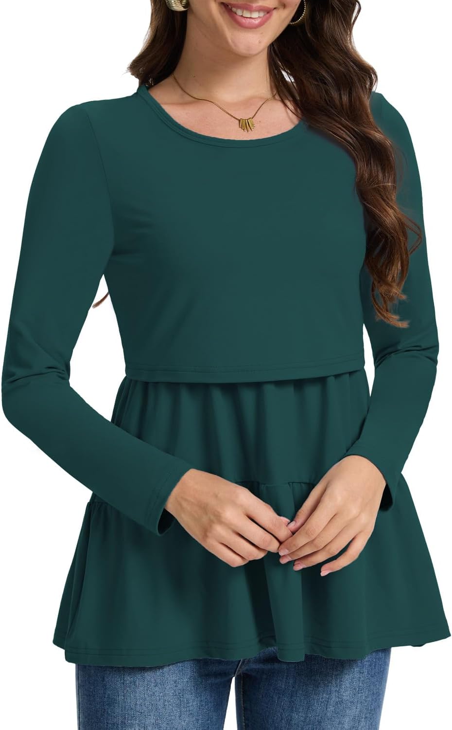 Bearsland Women’s Nursing Top 3pack Long Sleeve Scoop Neck Breastfeeding Shirts Nursing Shirt - Image 3