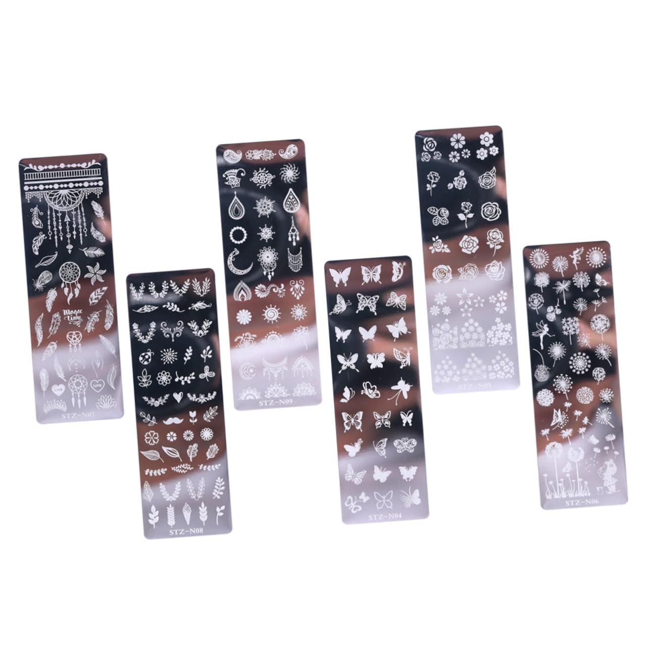 3 Set Piastre Per Stamping Unghie Inossidabile Con Floreali E Farfalle Strumenti Per Nail Art Per Design E Creativo 6 Pezzi*3