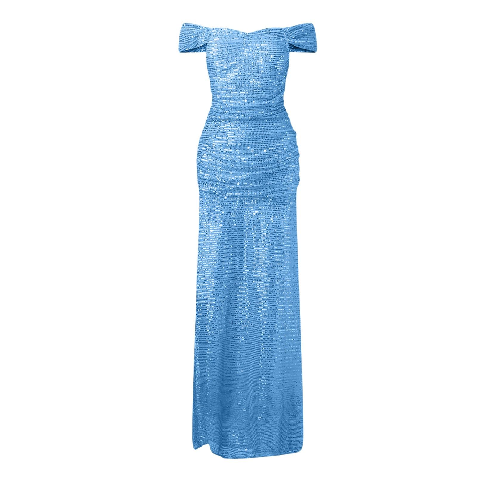 Générique Abito lungo da donna, da sera, casual, cocktail, con stampa, elegante, scollo rotondo, fluido, alla moda, per cerimonia, matrimonio, vacanza, vestito primavera A141