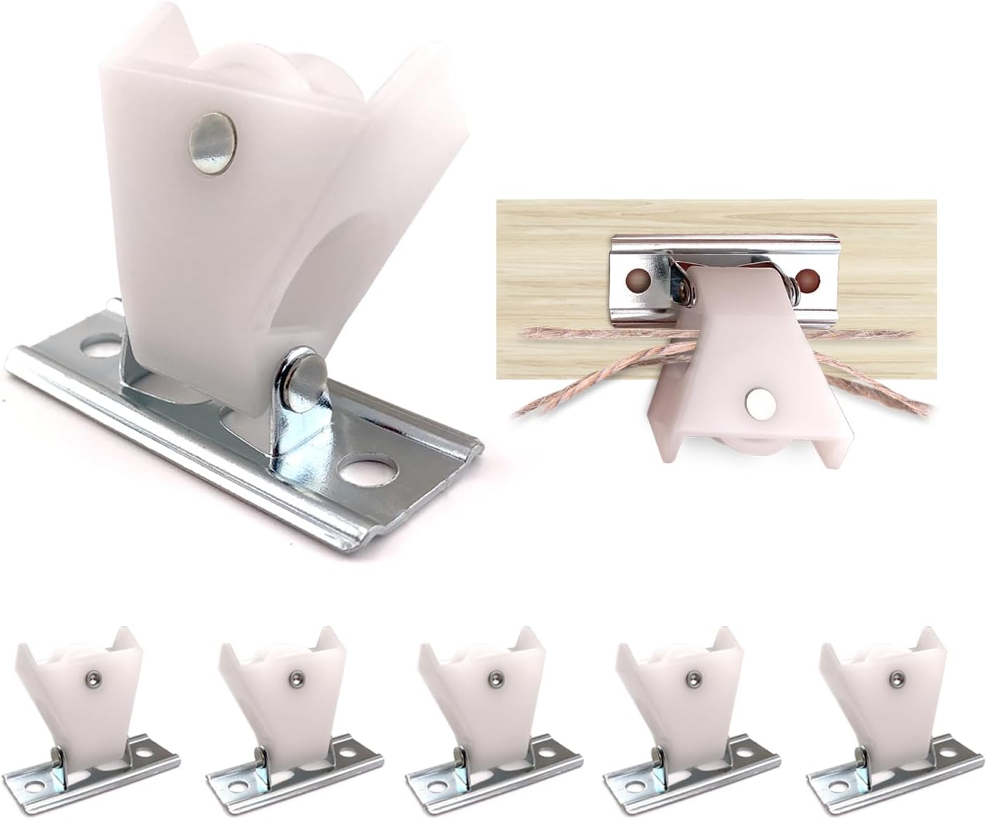 Amazing Drapery Hardware Easy to Install Small Cord Pulleys, Set of 6 - Smooth, Reliable Operation, Prevents Cord Fraying - Ideal for Roman and Pleated Shades - Versatile Use with Multiple Cords