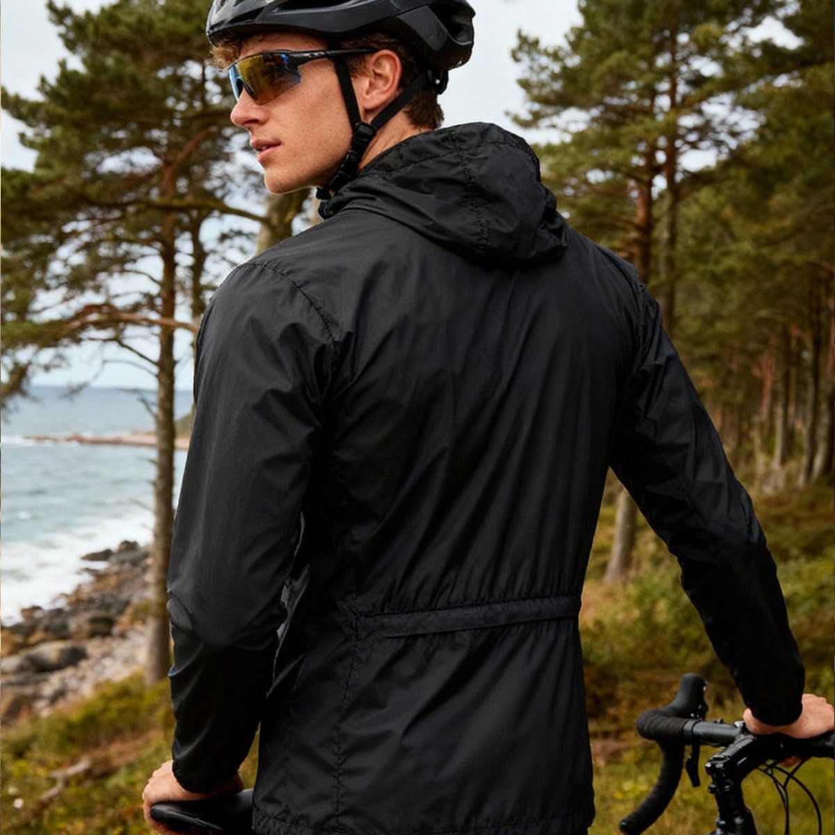 Maillot de Cyclisme pour Homme, imperméable pour vélo de Route, évacuant l'humidité, à Manches Longues, avec Poches, Haut de Cyclisme, Haute visibilité, réfléchissant(Size:L,Color:Green3)