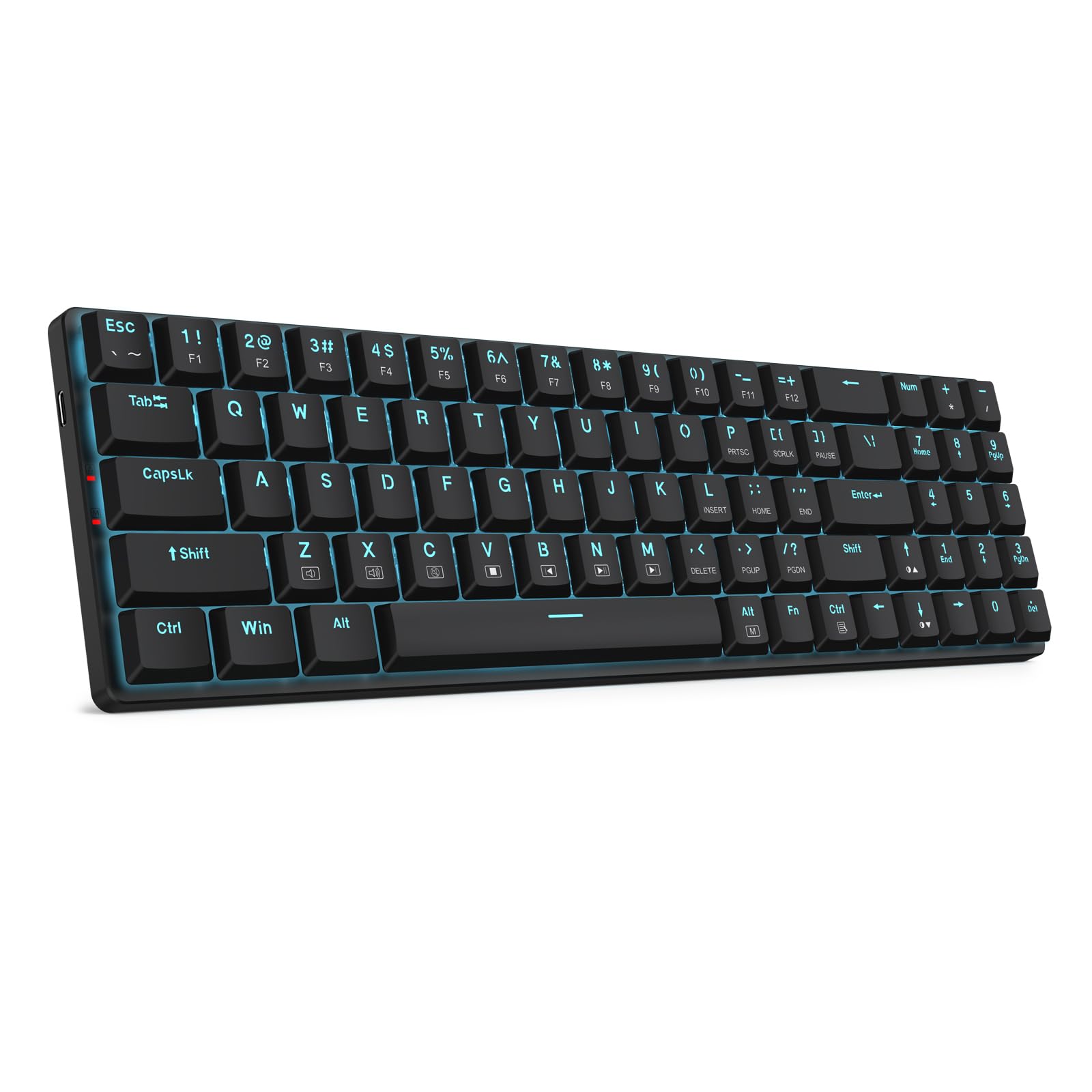 Redragon BS8773 Combos de teclados y ratones inalámbricos para juegos, 78 teclas, 2,4 GHz, teclado mecánico con interruptores marrones, diseño delgado y compacto con retroiluminación azul, ratón 2400