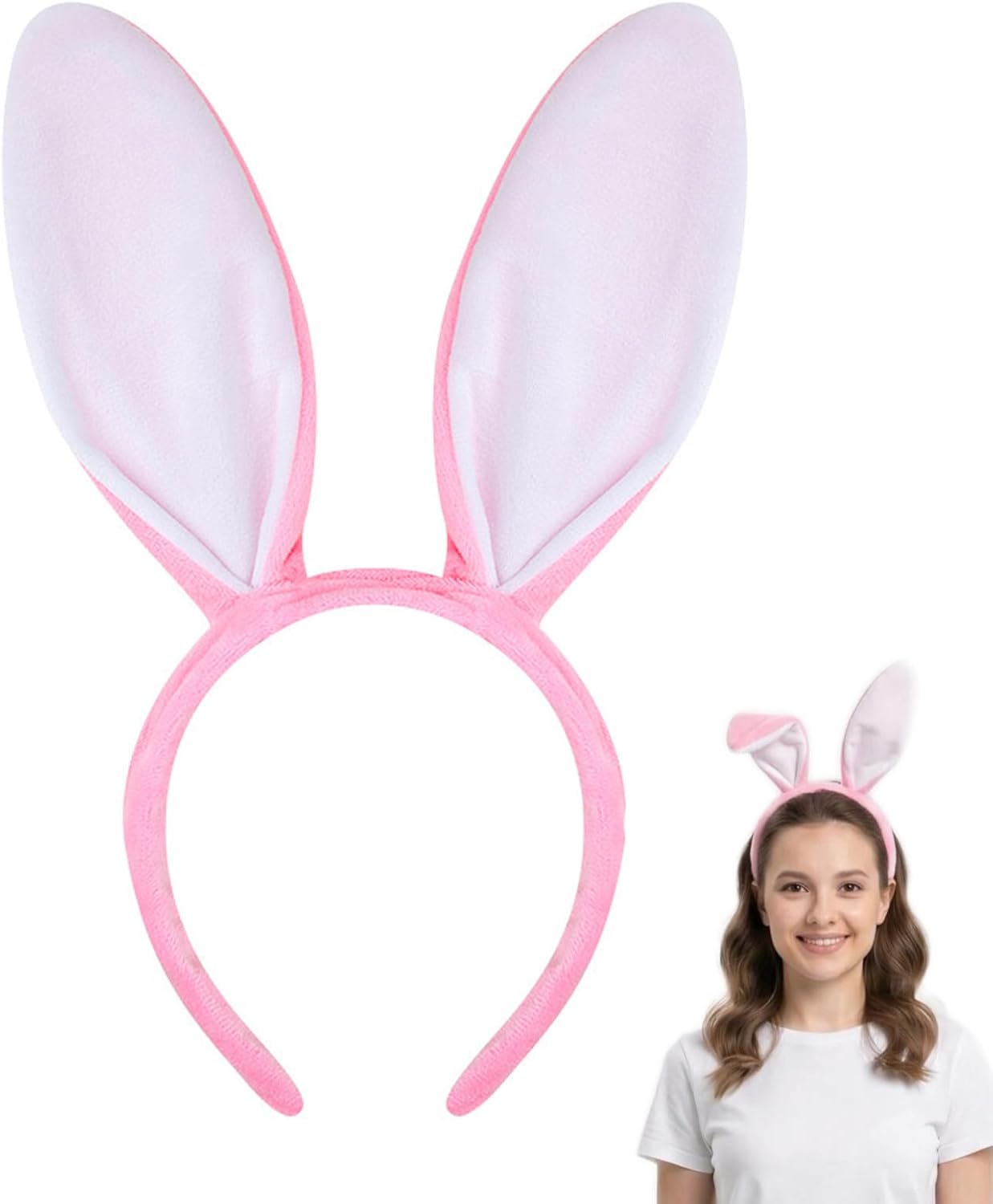 Bunny Ears Headband, Bendable Plush Rabbit Ears Headband, Bunny Costume for Easter, Halloween, Parties, Cosplay