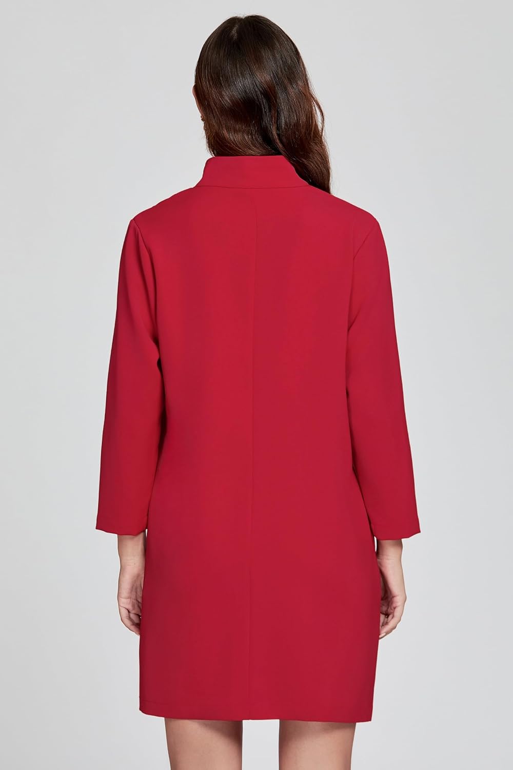 Womens Shift Dress V Neck 3/4 Sleeve Work Dress Retro Elegant Formal Mini Dresses with Pockets - Image 3