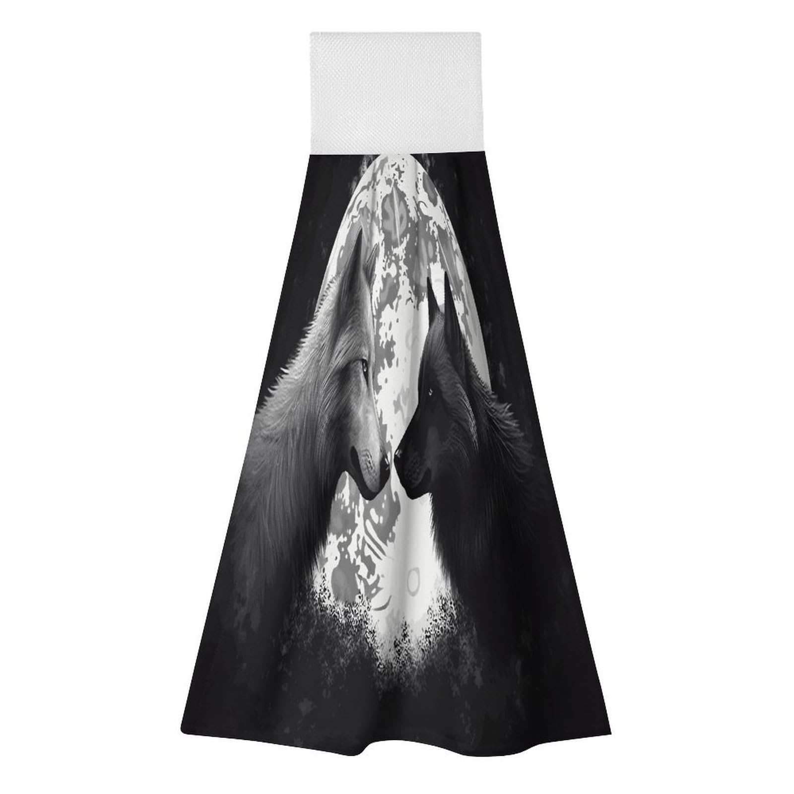 LZQPOEAS Wolves Love Under The Moon Wild Animal Hand Towel Reusable Polyester Towel Quick Dry Microfiber Washcloths, Reusable Lint Free Cleaning Towels for Bathroom Kitchen Hotel Spa Home Daily Use